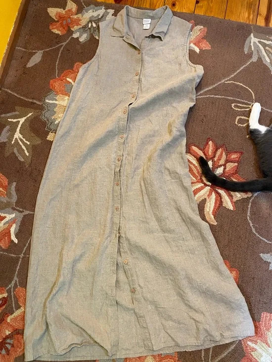Eileen Fisher Linen Button Down Maxi Dress - Picture 2 of 7